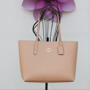 COACH Leather Tote bag Beige Beechwood Wine